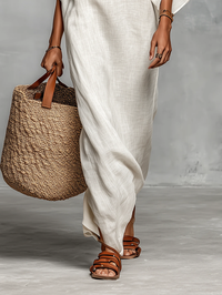 GIULIA - Abito maxi bianco fluido