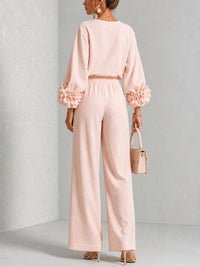 BEDIZZOLE - Coordinato elegante a due pezzi in rosa, nero e verde