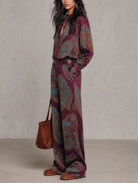 AOSTA - Completo due pezzi satinato stampa paisley multicolore
