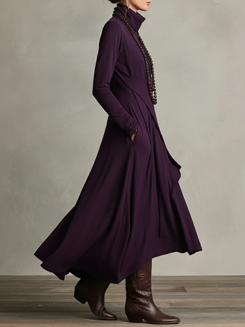 BUDOIA - Abito maxi elegante asimmetrico con collo alto