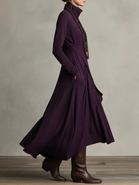 BUDOIA - Abito maxi elegante asimmetrico con collo alto