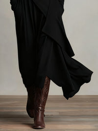 BUDOIA - Abito maxi elegante asimmetrico con collo alto