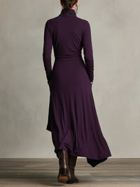 BUDOIA - Abito maxi elegante asimmetrico con collo alto