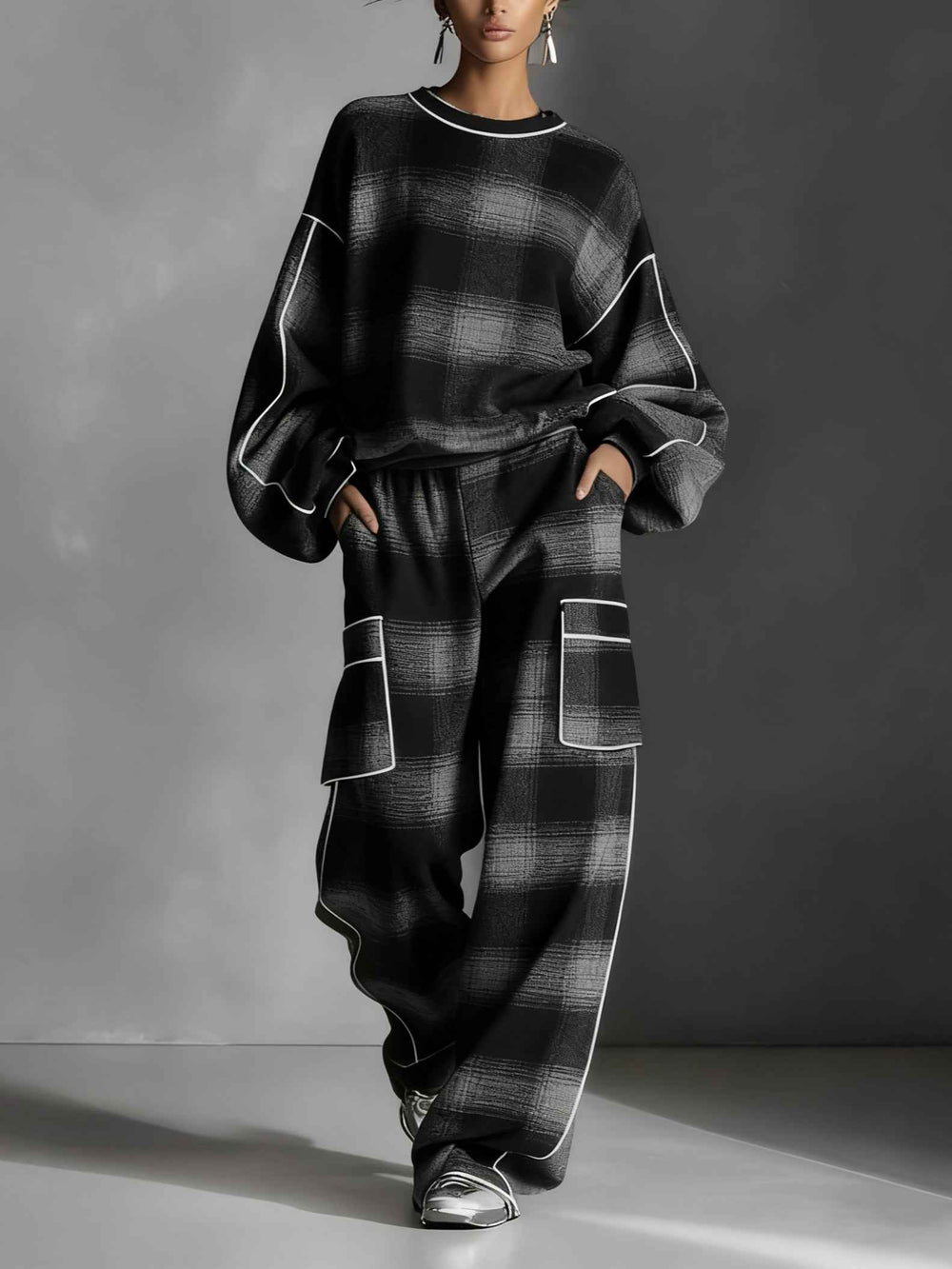 RIOLUNATO - Set due pezzi in felpa grigia color block