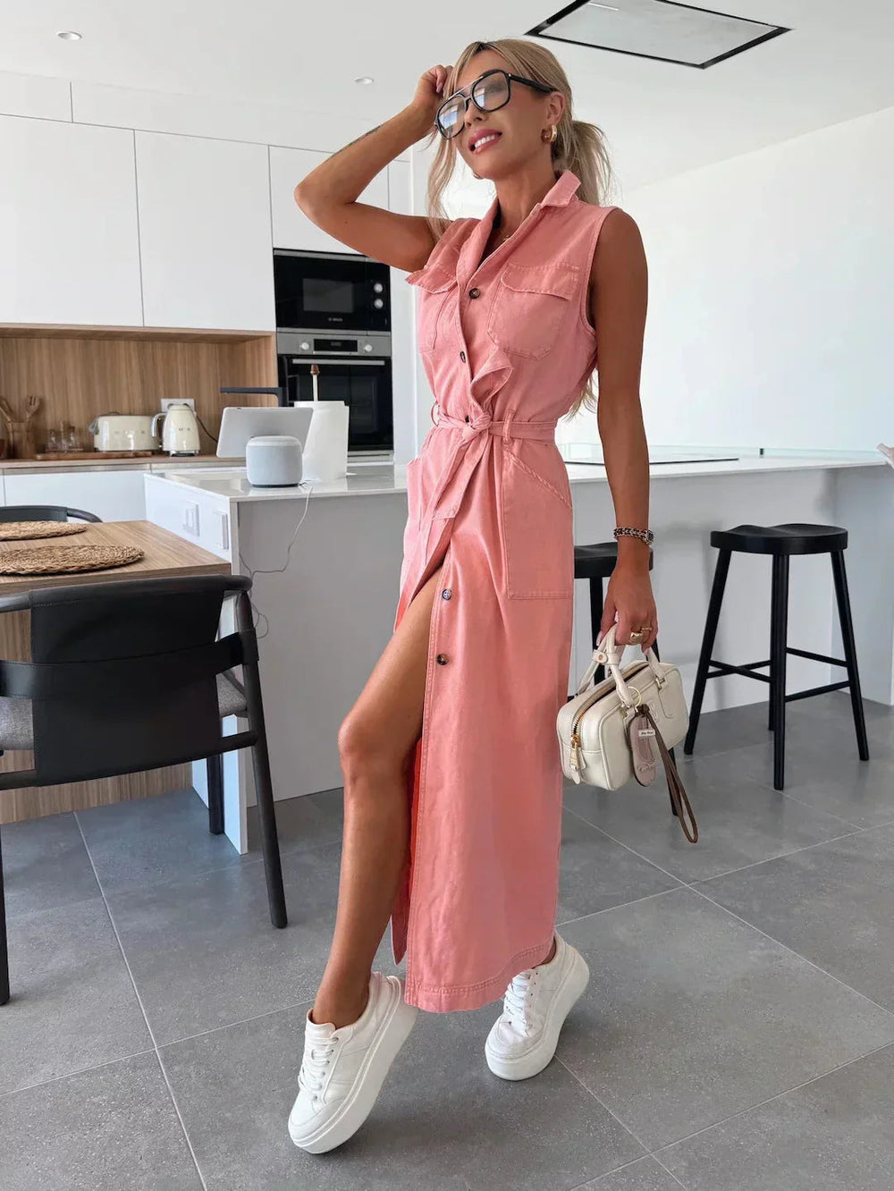 LUCIA - Abito in denim con bottoni
