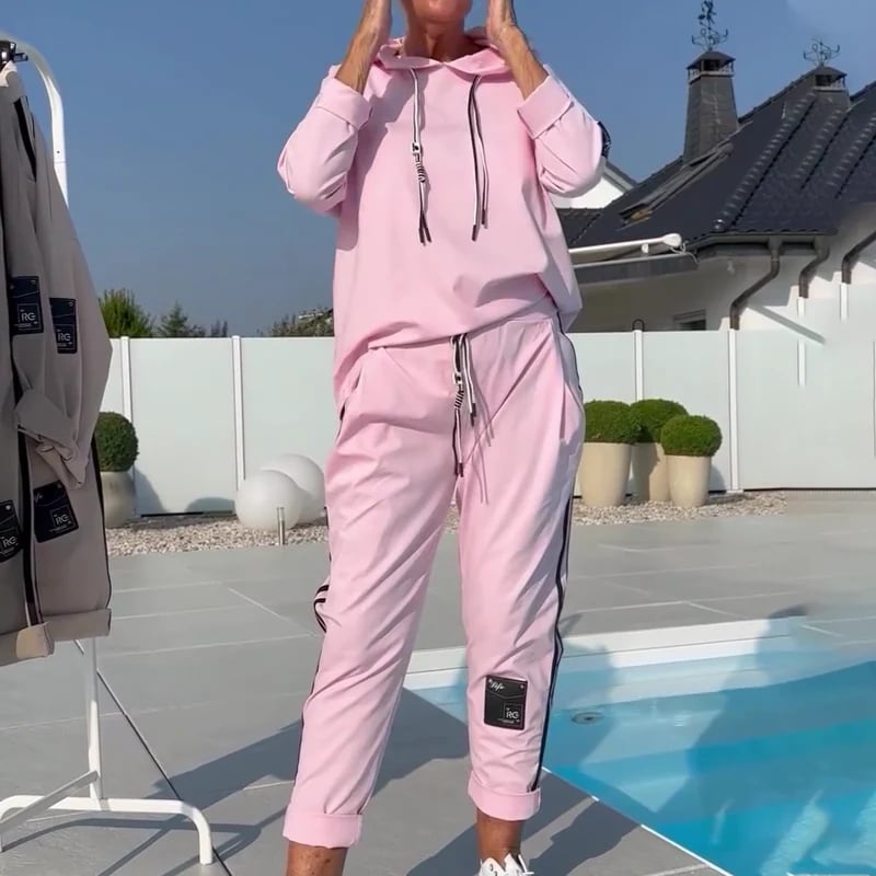 ORINO - Set due pezzi con felpa e jogger casual rosa o kaki