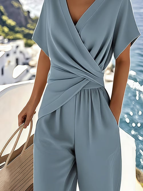 ALBETTONE - Completo estivo elegante blu, beige e verde