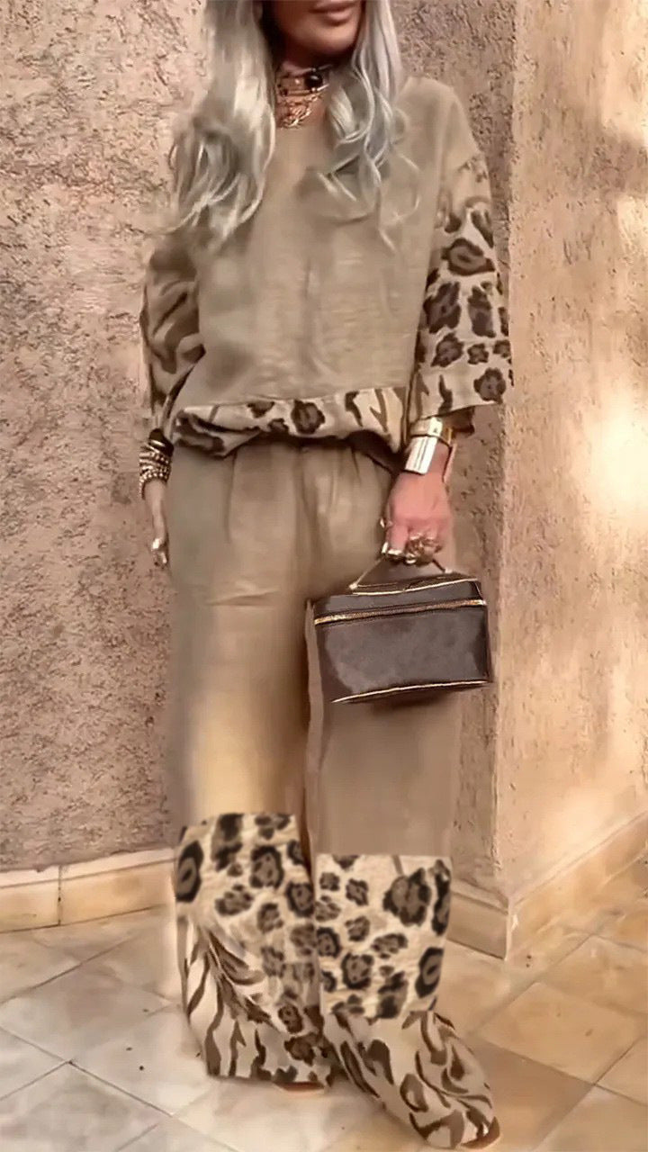BARBATA - Set due pezzi leopardato casual