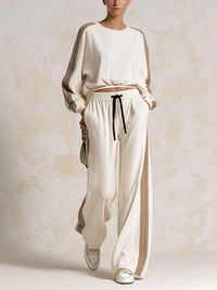 GIAROLE - Completo Bianco 2 Pezzi con Top e Pantaloni Wide Leg