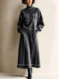 RAPALLO - Set due pezzi in maglia con profili a contrasto chic e confortevole