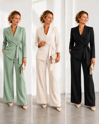 ELSA - Set due pezzi elegante con cintura a fiocco per cerimonia