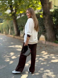 CESENA - Completo lounge cardigan e pantaloni marrone, borgogna, rosso