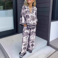 CASAPINTA - Completo casual donna stampato con scollo V e maniche lunghe