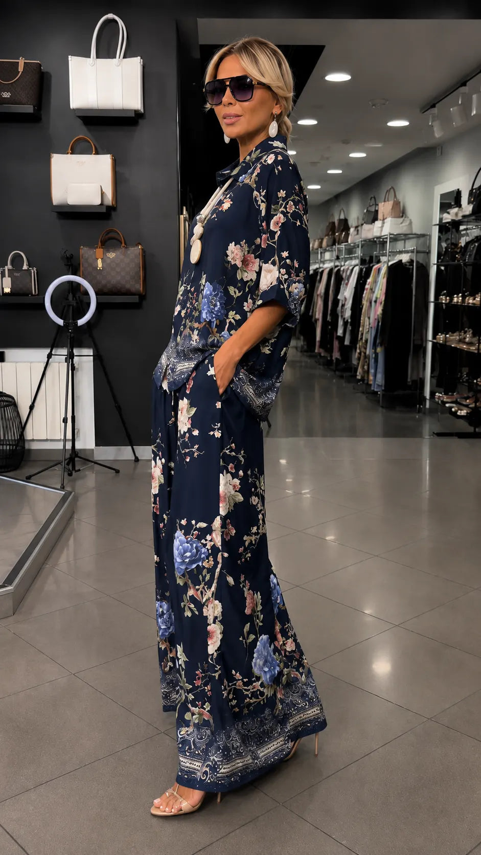 FLORA - ale con camicia e pantaloni ampi a gamba larga