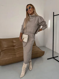 MURIALDO - Set due pezzi in maglia color crema, grigio o beige scuro