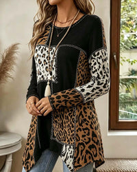 SEFRO - Camicetta patchwork leopardata dal design irregolare