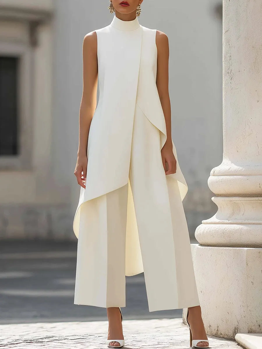INCUDINE - Set due pezzi top asimmetrico e pantaloni palazzo multicolore