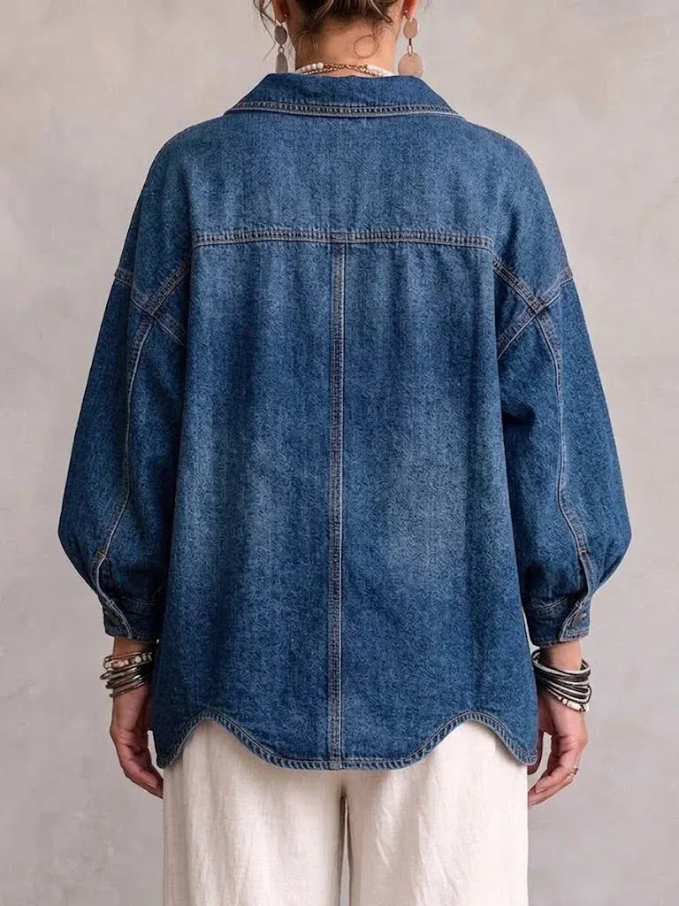 COLOGNE - Giacca Oversize in Denim con Bottoni Dorati