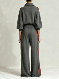 LANCIANO - igio con Felpa Mezza Zip e Pantaloni Wide Leg