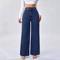 MONFUMO - Jeans wide-leg a vita alta in denim blu