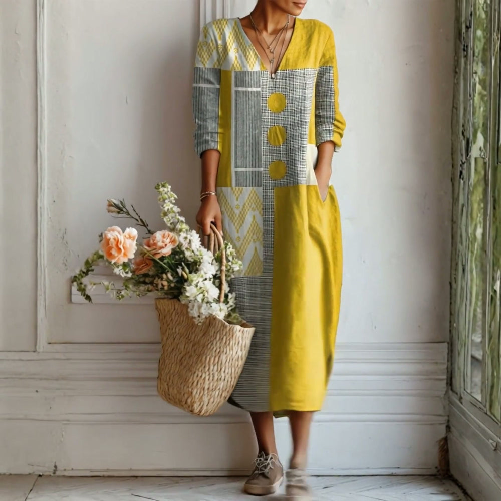 GIULIA - Abito in Lino Geometrico