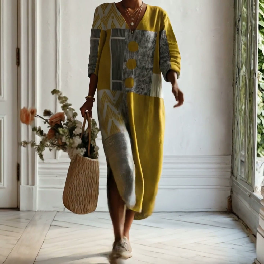 GIULIA - Abito in Lino Geometrico
