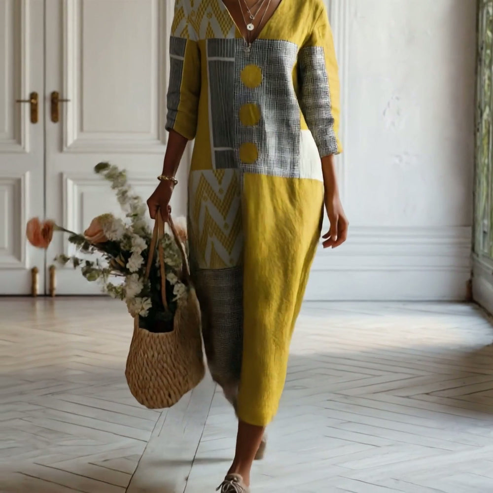 GIULIA - Abito in Lino Geometrico