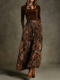 GIULIA - Completo velluto stretch con gonna paisley e cintura — SHOT 1