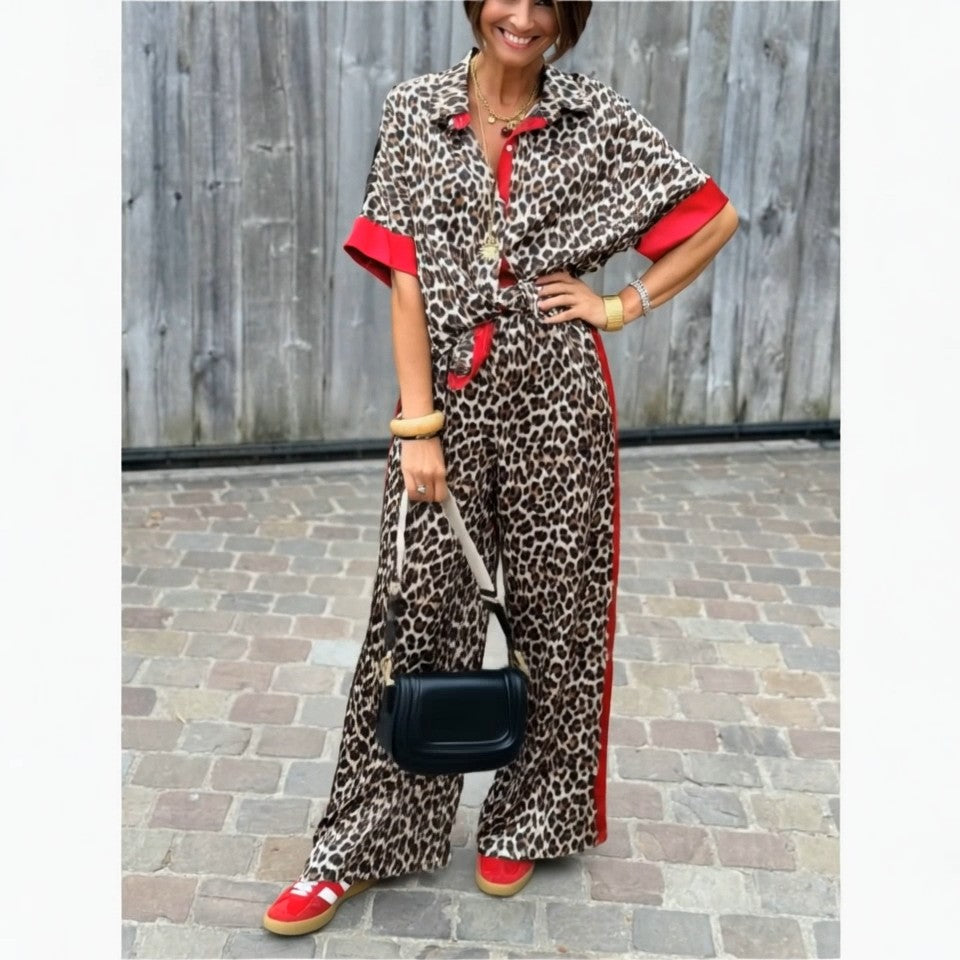SOFIA - Set due pezzi leopardato rosso, verde e marrone — SHOT 1