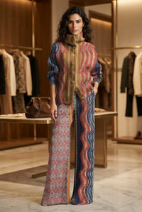 ERVE - Completo in maglia di cotone con stampa geometrica multicolore — SHOT 1