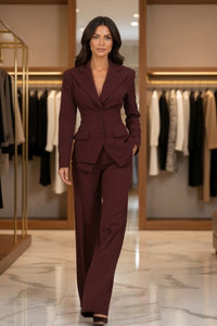 SORA - Tailleur 3 Pezzi Vita Sagomata e Pantaloni Palazzo — SHOT 1