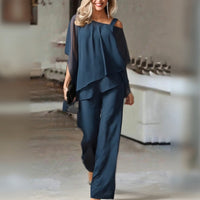 ADELINDA - Completo Donna Elegante in Blu, Bianco, Nero e Rosso — SHOT 2