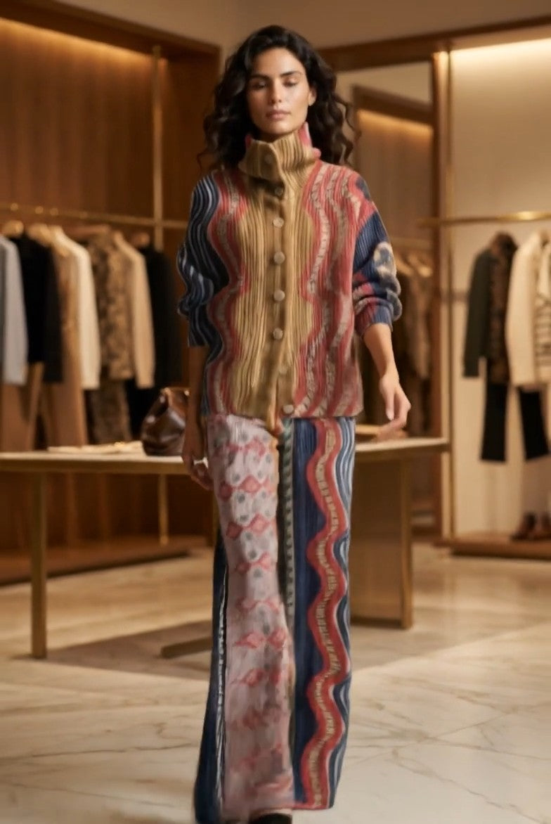 ERVE - Completo in maglia di cotone con stampa geometrica multicolore — SHOT 2