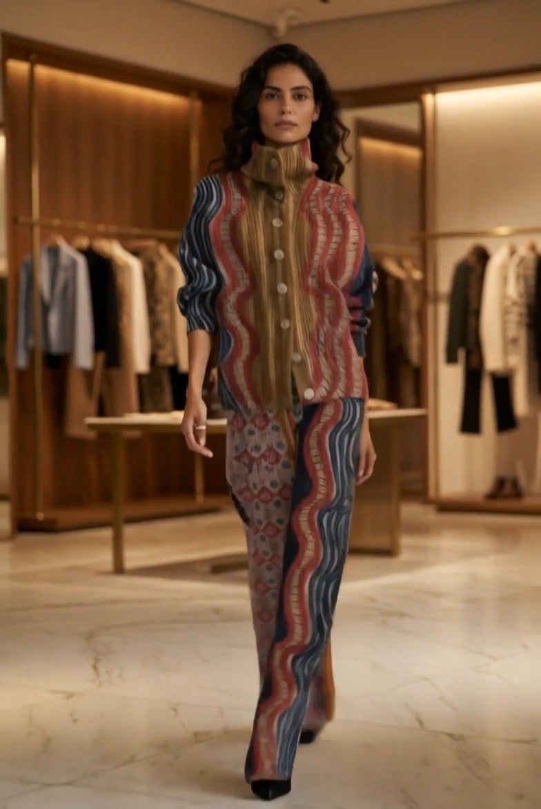 ERVE - Completo in maglia di cotone con stampa geometrica multicolore — SHOT 3