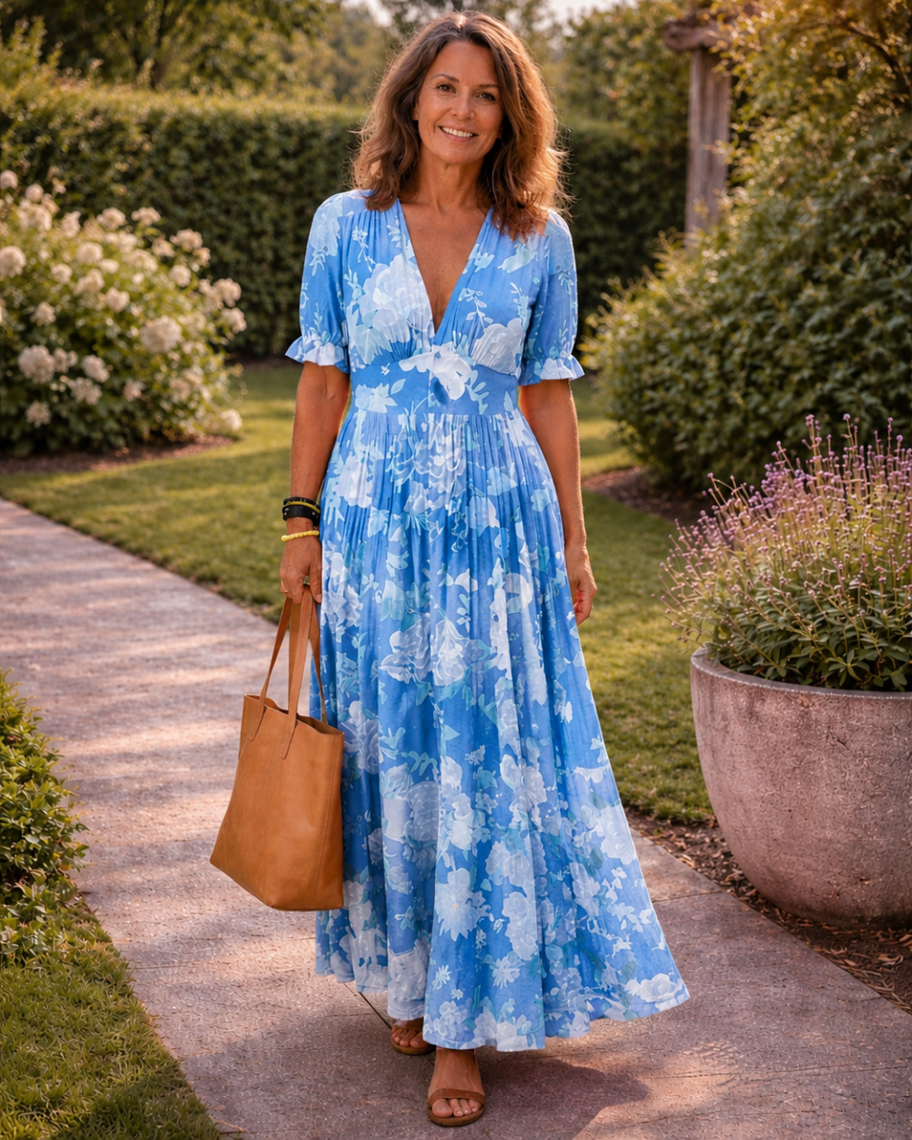 CHIARA - Abito Midi Floreale con Scollo a V