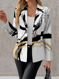 TORVISCOSA - Blazer nero e oro con stampa a pennellate