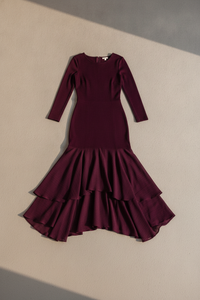REDAVALLE - Abito elegante in mesh con volant e maniche lunghe