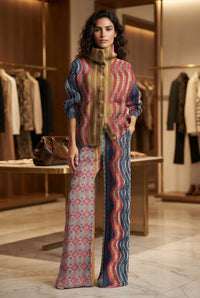 ERVE - Completo in maglia di cotone con stampa geometrica multicolore — foto 2