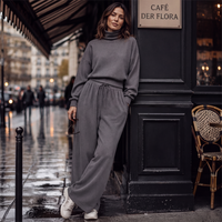 ELVIRA - Completo donna 2 pezzi collo alto e pantaloni ampi