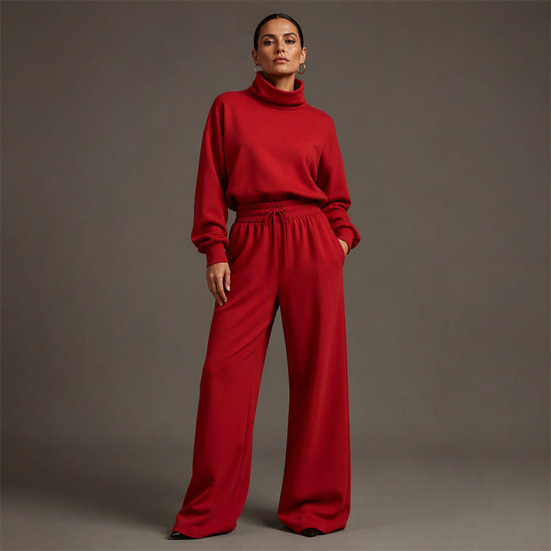 ELVIRA - Completo donna 2 pezzi collo alto e pantaloni ampi