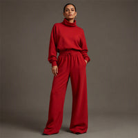 ELVIRA - Completo donna 2 pezzi collo alto e pantaloni ampi