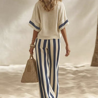 DAIRAGO - Completo estivo donna a righe con pantaloni ampi