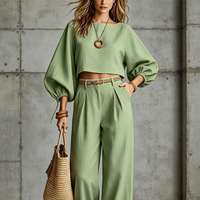 RUEGLIO - Set due pezzi con top corto e pantaloni ampi