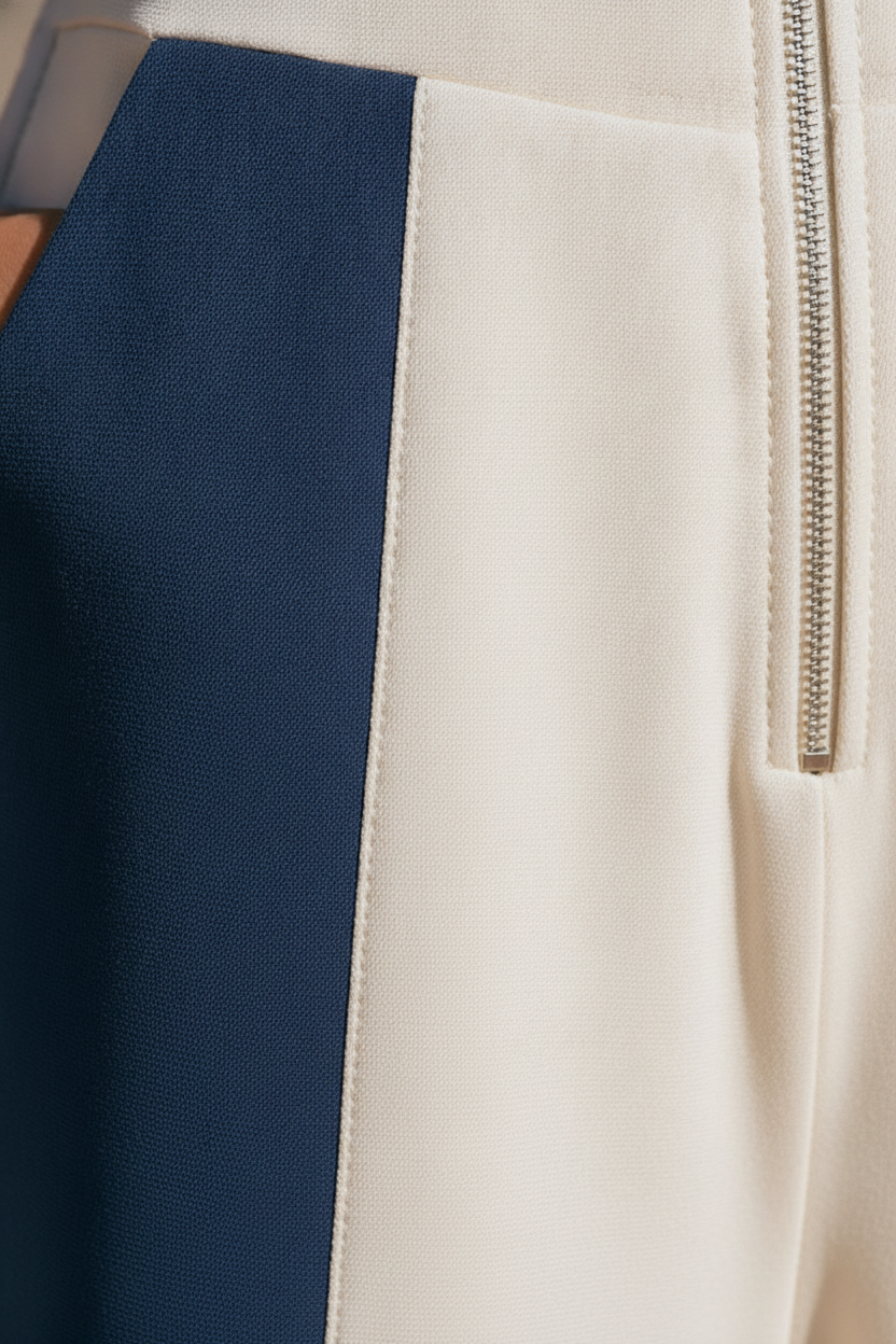 VOLTERRA - Set due pezzi color block con zip e pantaloni a gamba larga